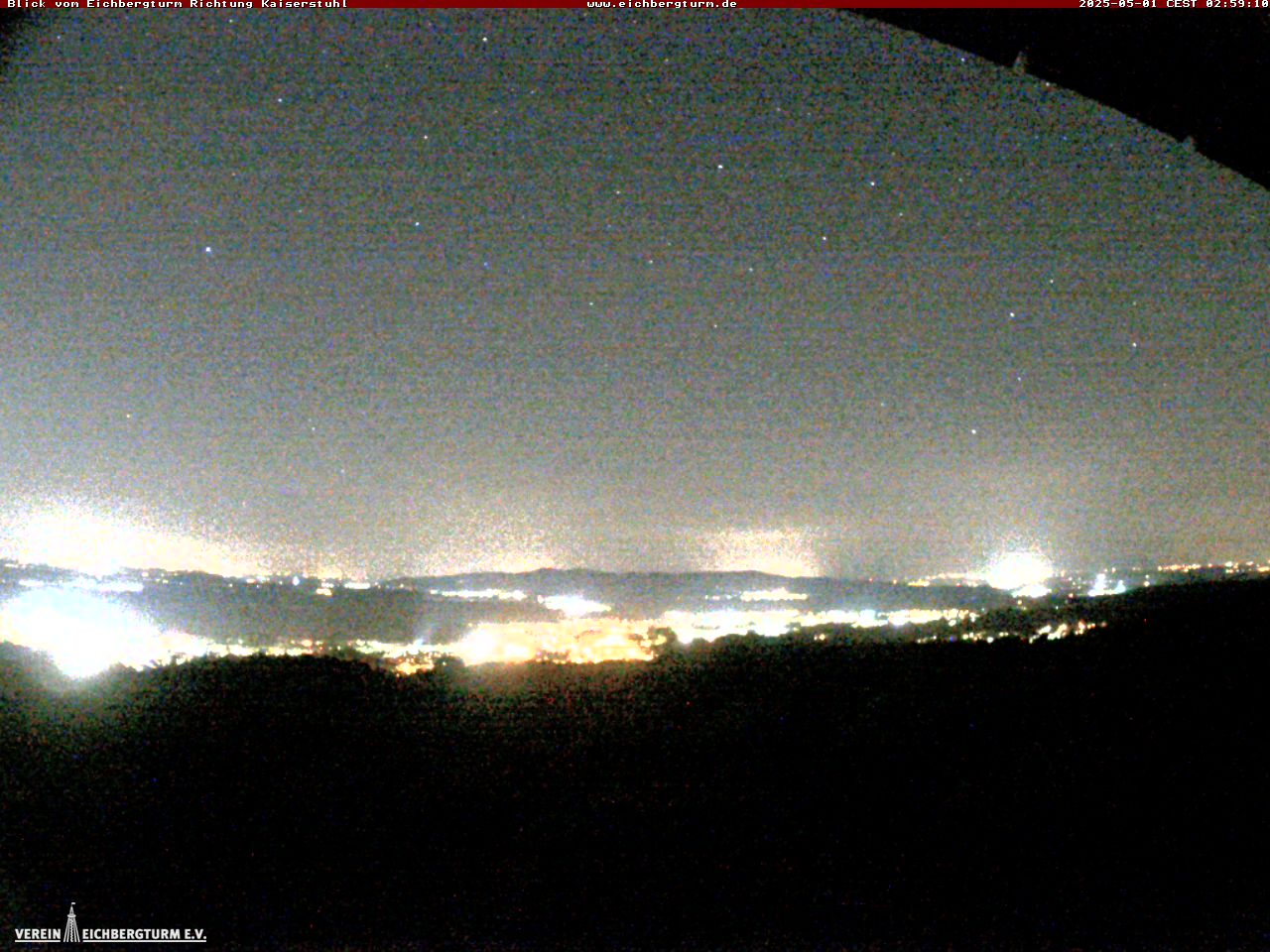 Verkleinern - zum WebCam-Bild vom Eichbergturm Richtung Kaiserstuhl Bildgröße 1024x768px